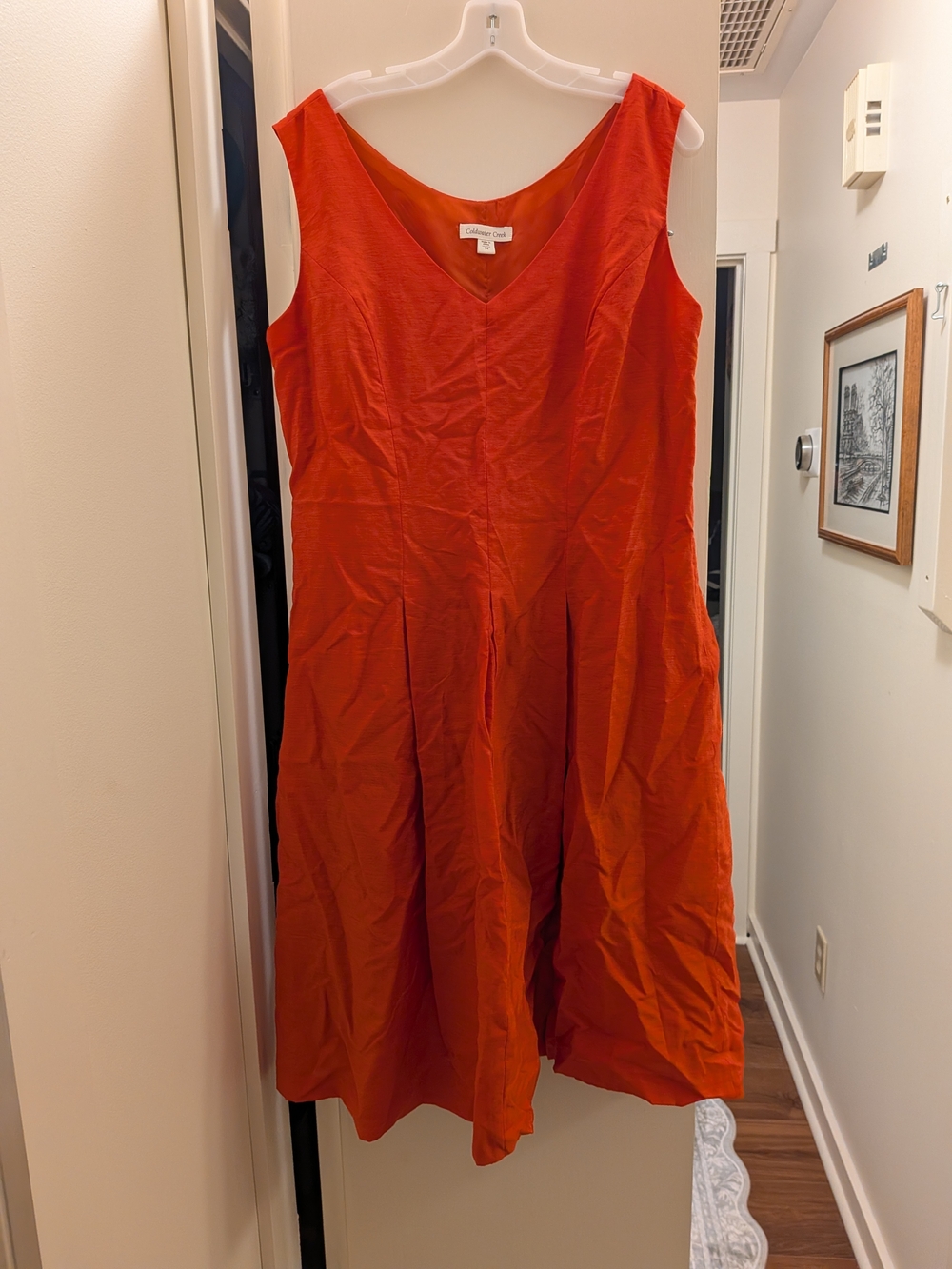 NWT Coldwater Creek Sleeveless V-Neck Women's Dress in Vibrant Orange 14